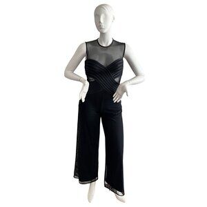 Tadashi Illusion Wide Leg Jumpsuit Black L